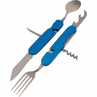 Многофункциональный походный нож (ложка,вилка,нож) 6-в-1, синий купить в Таганроге